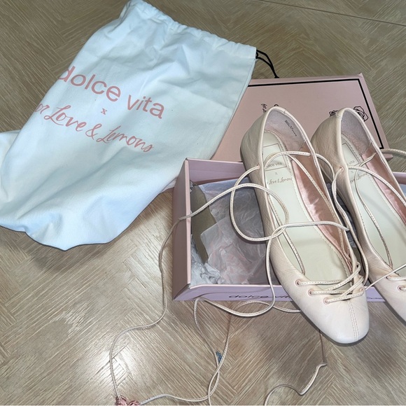 Dolce Vita X For Love & Lemons Ballet Flat in Light Pink Leather - Picture 7 of 8